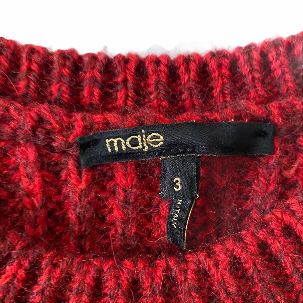 Maje Dublin Red Marled Rib Sweater | 8 MEDIUM - Picture 10 of 11